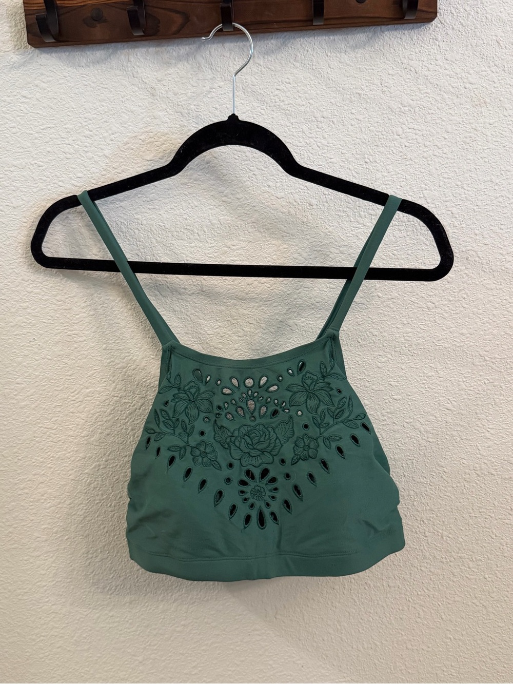 Xhilaration Teal Floral Cutout bathing suit top
